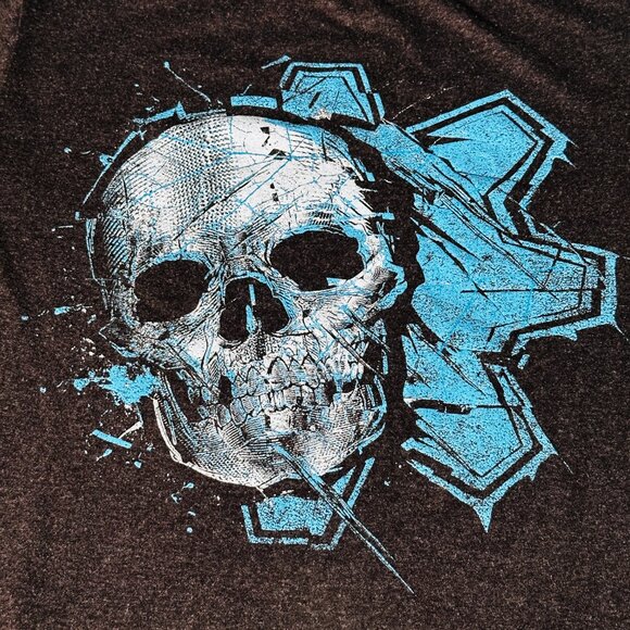 Gears of War Gray T-Shirt - Front Graphic Skull Gear - Size Small - Microsoft - Picture 2 of 7